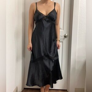 Linea Donatella Black Satin Slip Dress